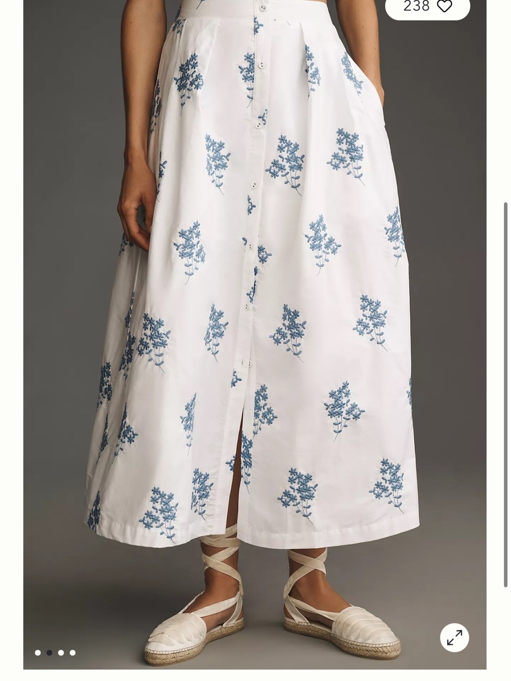 Anthropologie Jacquie The Label Leslie Embroidered Midi Skirt Sz S NEW